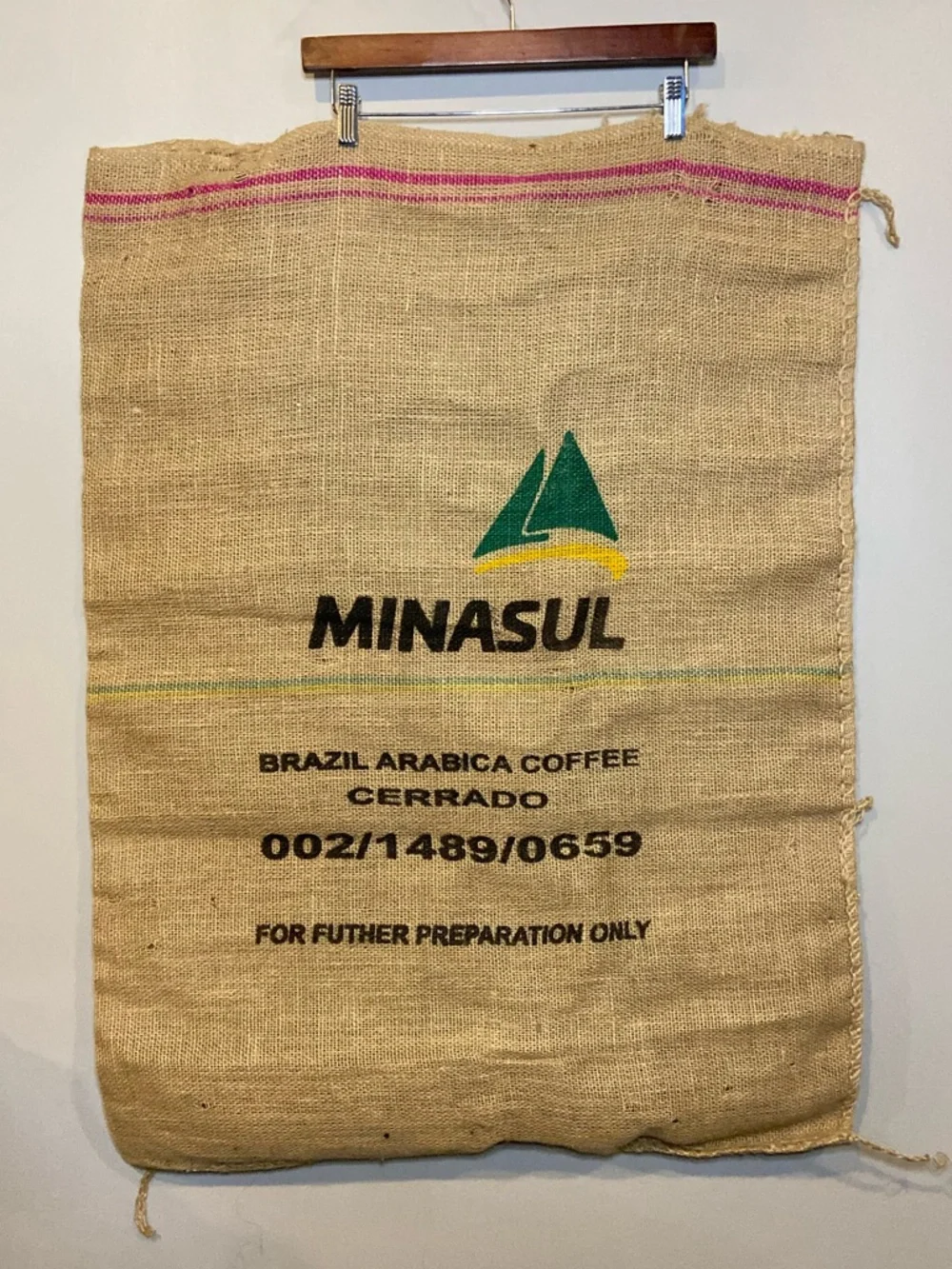 Minasul / Cafés do Brasil Certified Fair Trade Burlap Coffee Sack / Rustic Decor